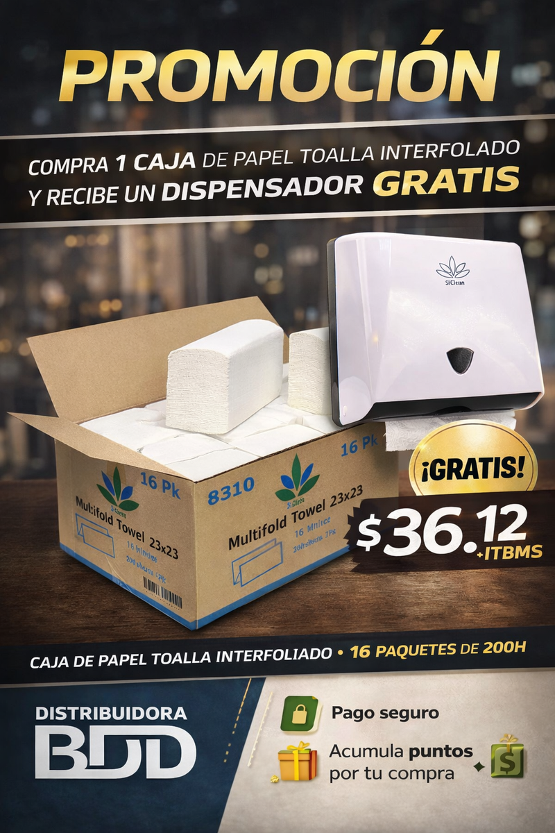 PROMO / PAPEL TOALLA INTERFOLIADO + DISPENSADOR GRATIS