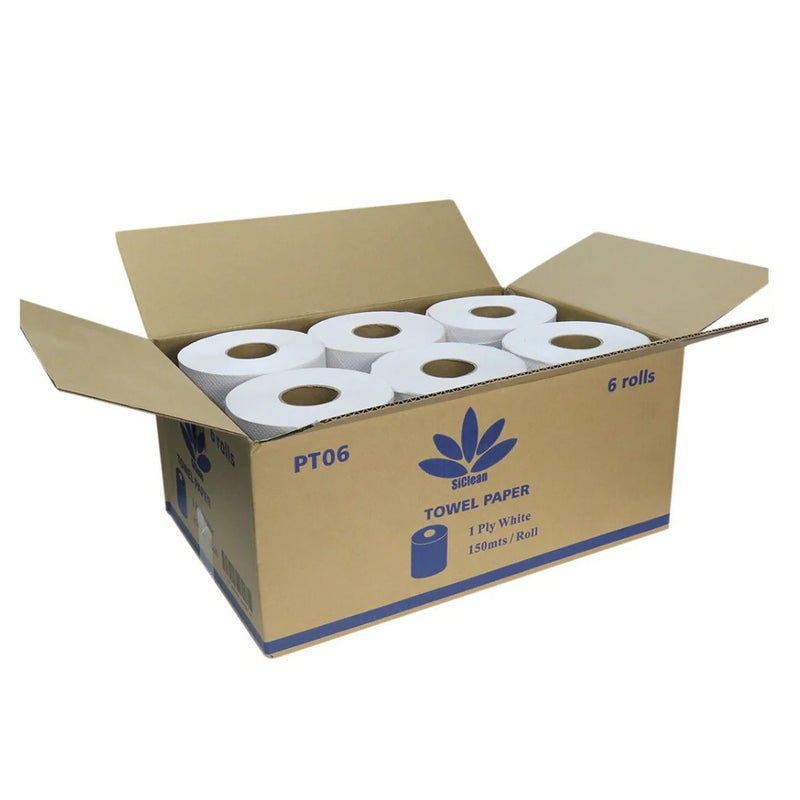 PAPEL TOALLA 150M / CAJA DE 6 ROLLOS / SICLEAN