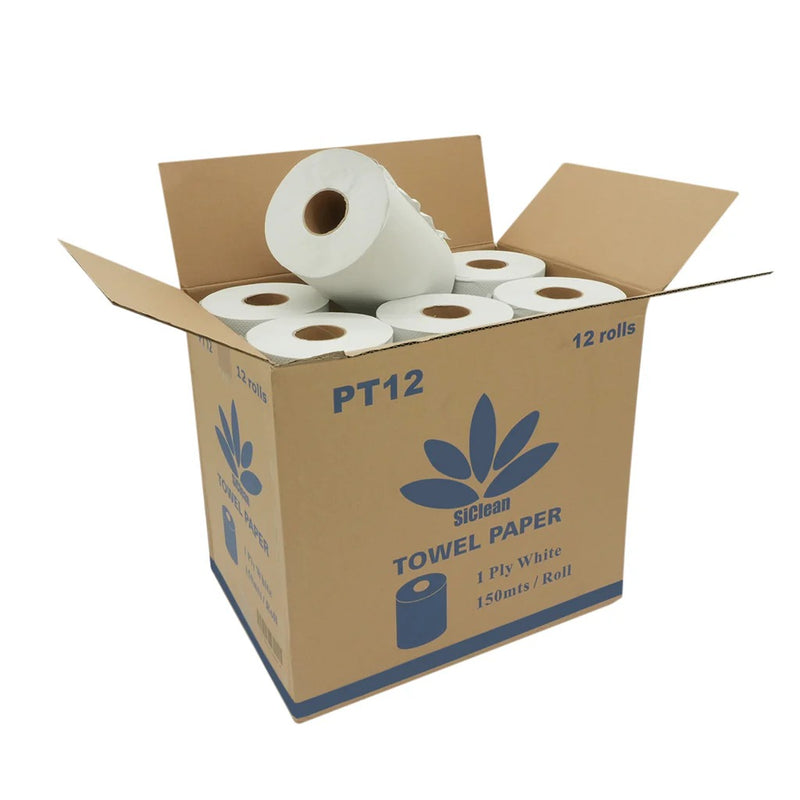 PAPEL TOALLA 150M / CAJA DE 12 ROLLOS / SICLEAN