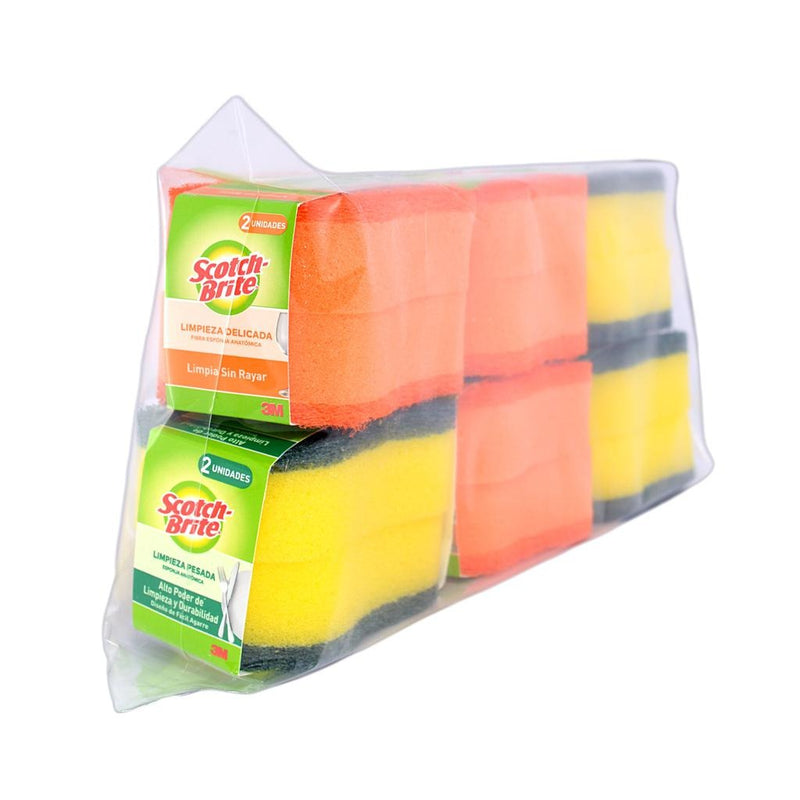 PAQUETE DE ESPONJA CON BRILLO / SCOTCH-BRITE / 12 UNIDADES