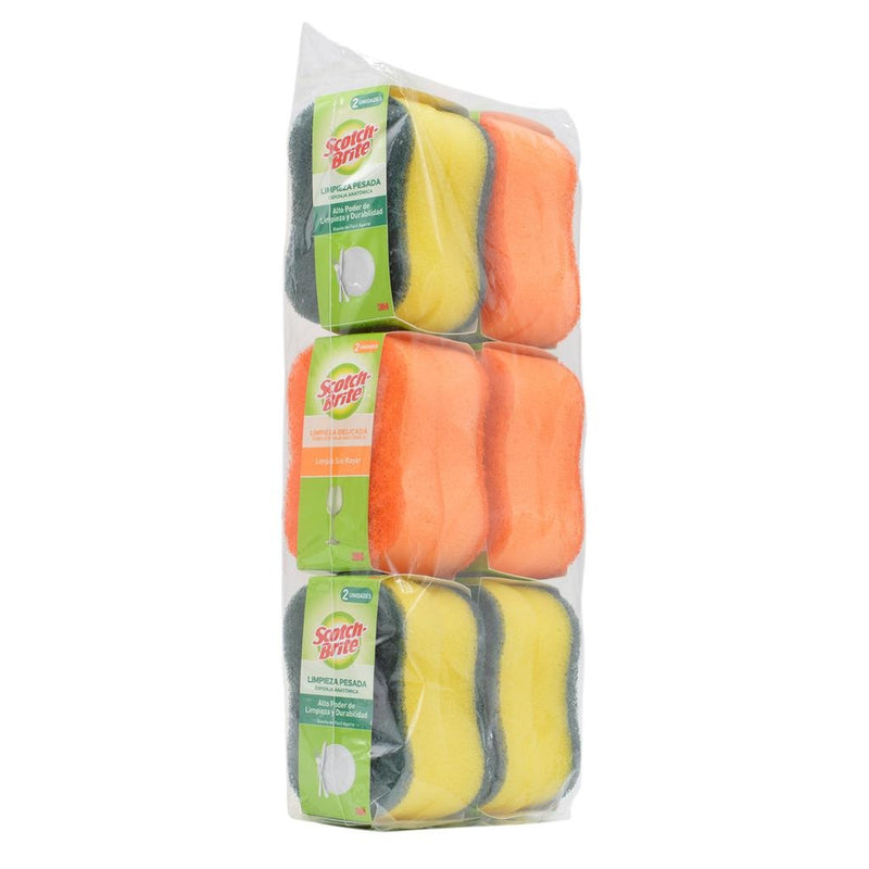 PAQUETE DE ESPONJA CON BRILLO / SCOTCH-BRITE / 12 UNIDADES