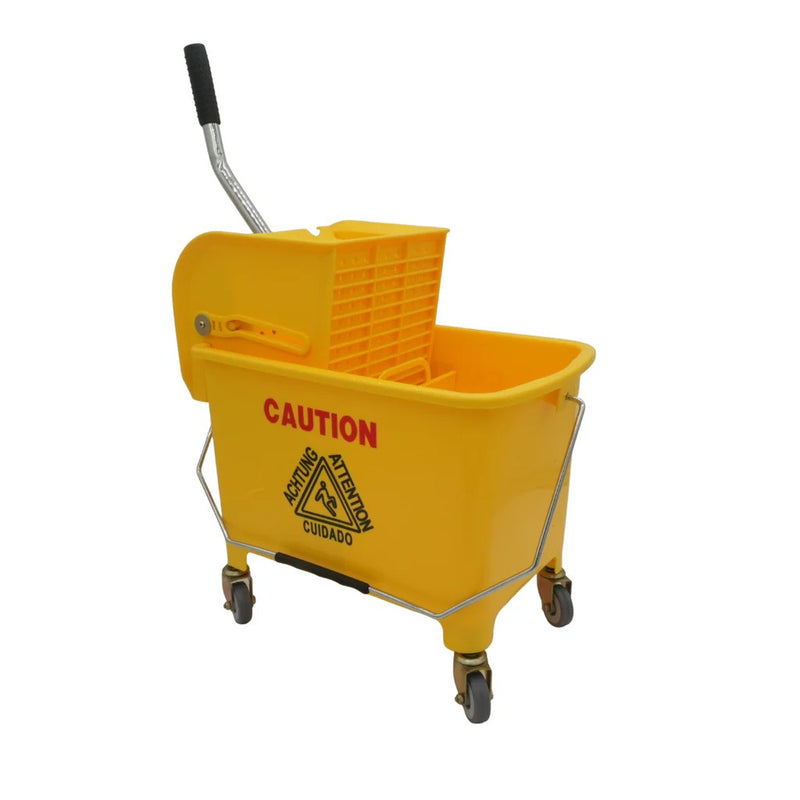 CUBO PLÁSTICO AMARILLO CON EXPRIMIDOR DE 5.2GL (20 QT.) / SICLEAN