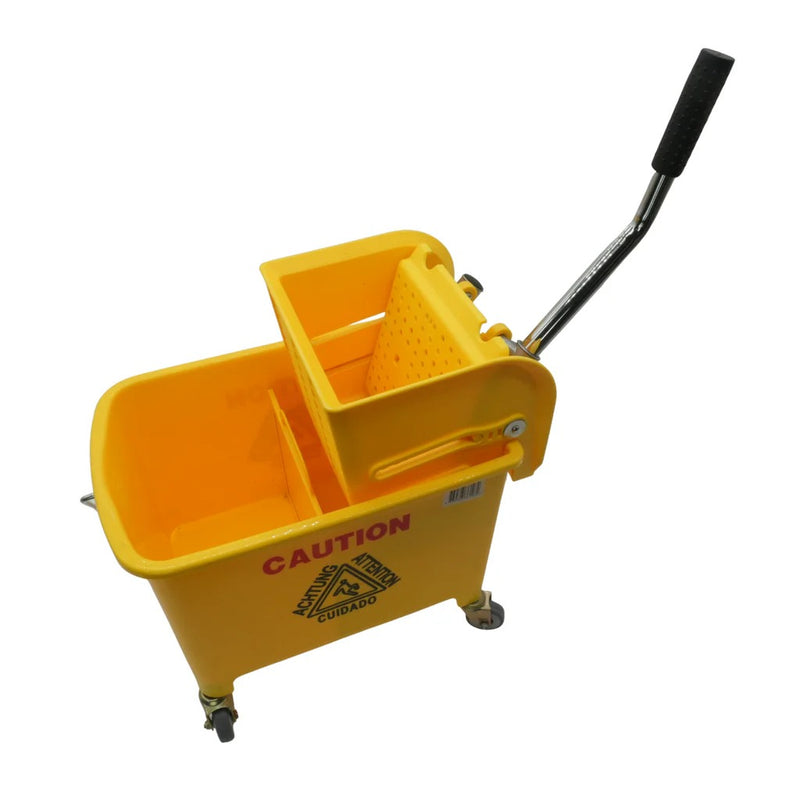 CUBO PLÁSTICO AMARILLO CON EXPRIMIDOR DE 5.2GL (20 QT.) / SICLEAN