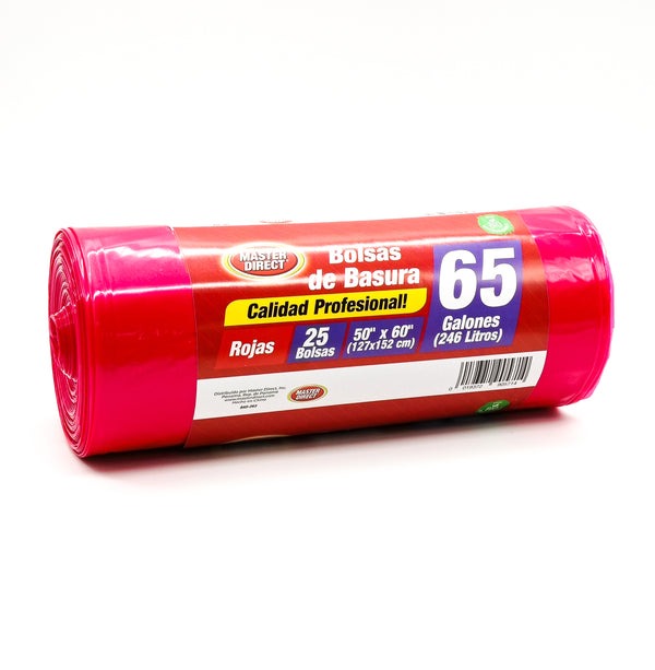 BOLSA BASURA 50" X 60", 65 Gl (246L) / BLANCO, ROJO / DIXIE / 25 unidades